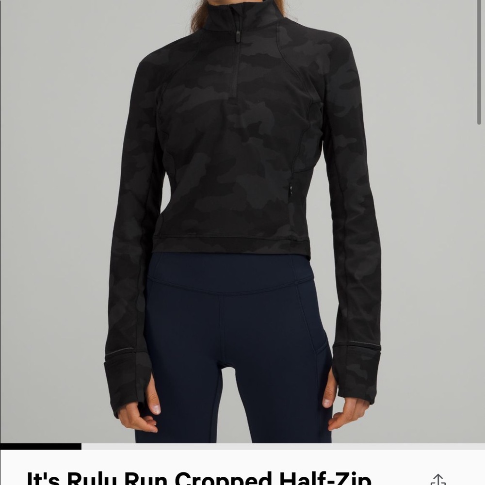 It’s rulu run cropped half zip heritage 365 deep camo size 6